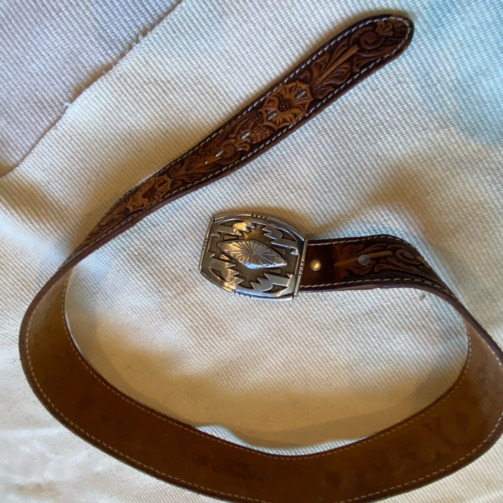Western tooled belt
